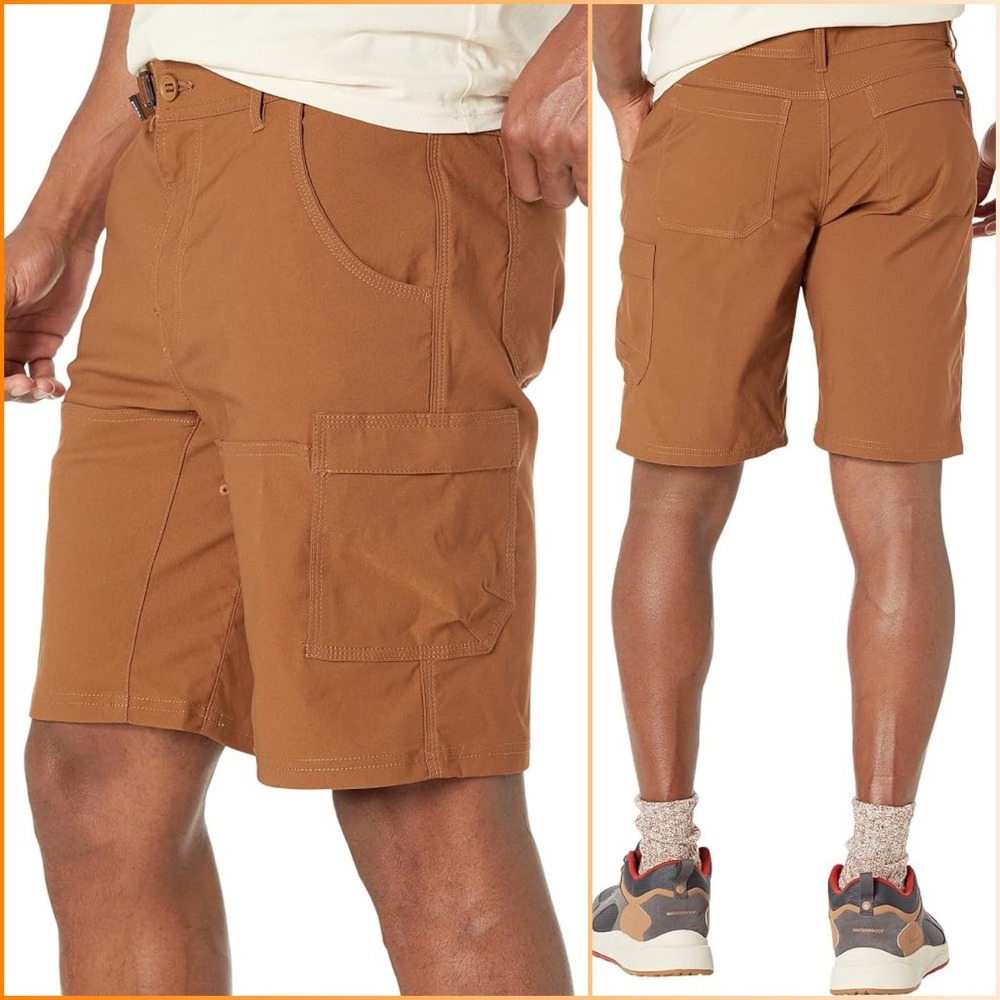 Prana Stretch Zion Short II Mens 42 x 8 Sepia Brown Hiking Cargo Shorts NWT